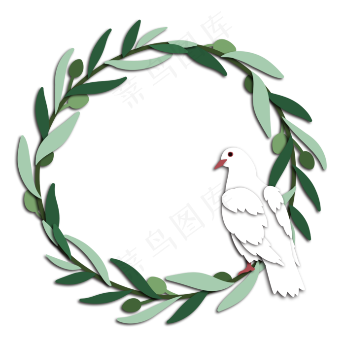 花鸟边框白鸽橄榄,免抠元素