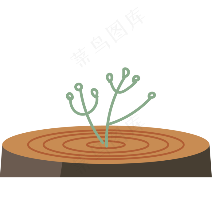 卡通植物树墩图案(2000X2000(DPI:300))psd模版下载
