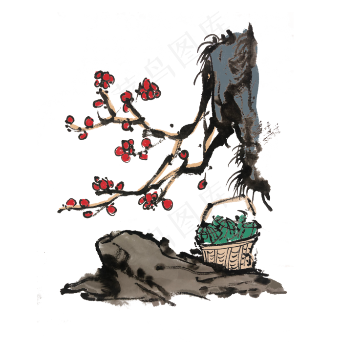 端午节粽子水墨手绘(4000X4000(DPI:300))psd模版下载