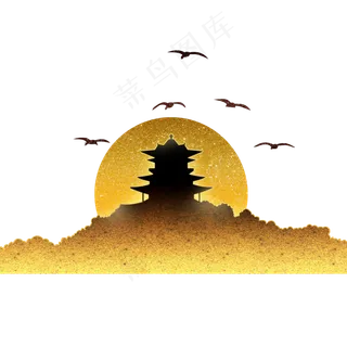 黑金亭子日出国画风