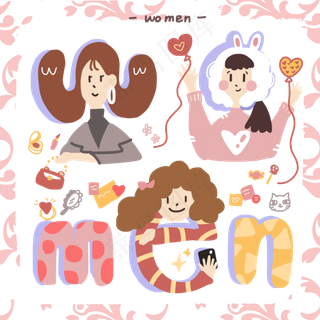 3月28妇女节职业可爱快乐PNG,免抠元素