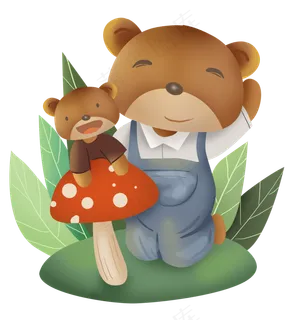 父亲节春游的棕熊父子