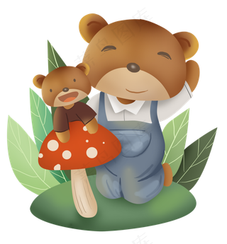 父亲节春游的棕熊父子