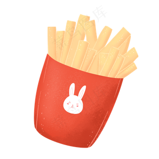 红色黄色可爱六一儿童节薯条零食