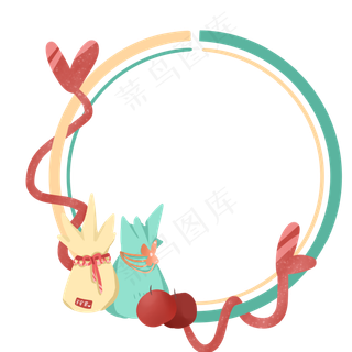 圆形青黄撞色边框,免抠元素