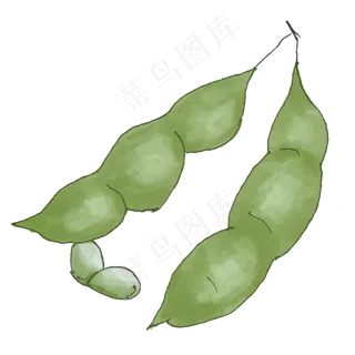 手绘水彩蔬菜食材豆角png