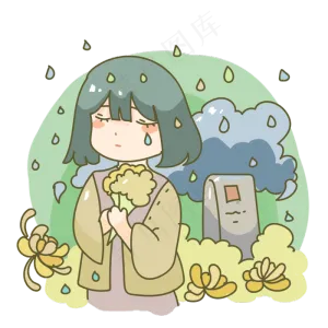 清明节菊花扫墓女生png