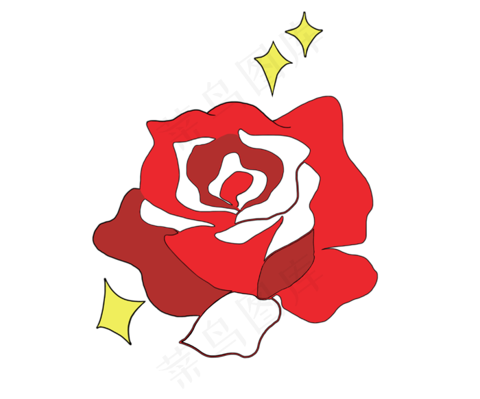 手绘爱情玫瑰花