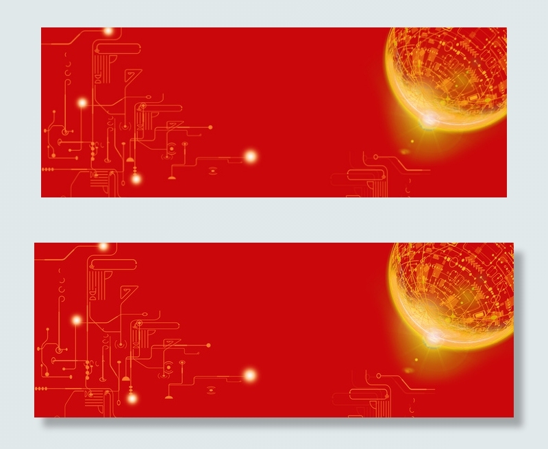 红色科技商务展板