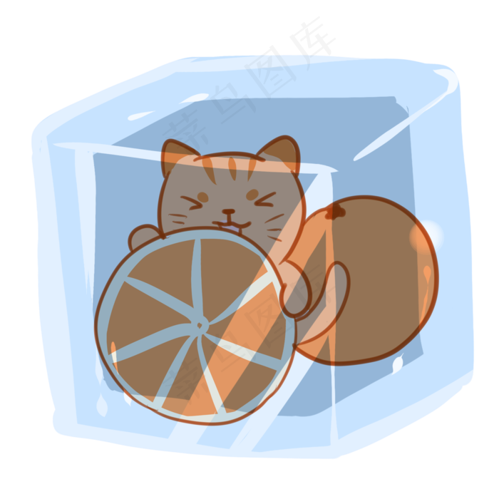 猫猫橘子冰块(2100X2100(DPI:300))psd模版下载