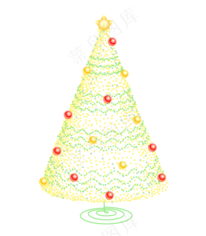 霓虹灯管质感圣诞树摆饰装饰元素,免抠元素(3500*4000px 300 dpi )ai矢量模版下载