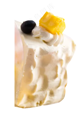 白色镶嵌黄蛋糕色水果的美味pn