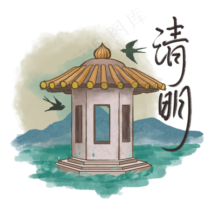 二十四节气清明农历PNG,免抠元素(3000X3000(DPI:300))psd模版下载