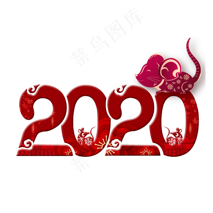 2020鼠年剪纸,免抠元素(4167*4167px 300 dpi )ai矢量模版下载