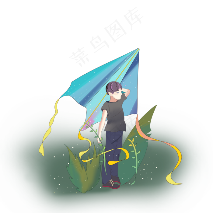 春天风筝少年春光节气春风PNG,免抠元素(4000X4000(DPI:300))psd模版下载