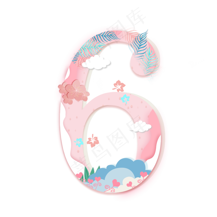 唯美卡通数字6