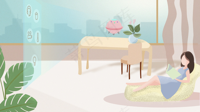 科技生活未来家居插画
