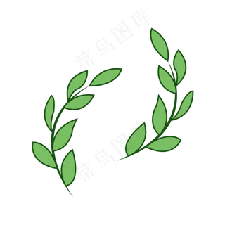 水彩卡通绿色柳枝