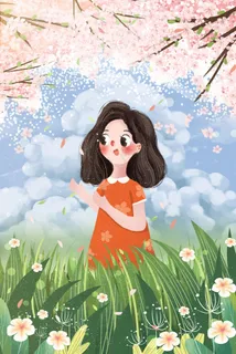 小清新春天节气花海中的女孩 小清新春天节气花海中的女孩