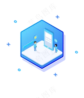 蓝色手机小人购物立体图,免抠元素