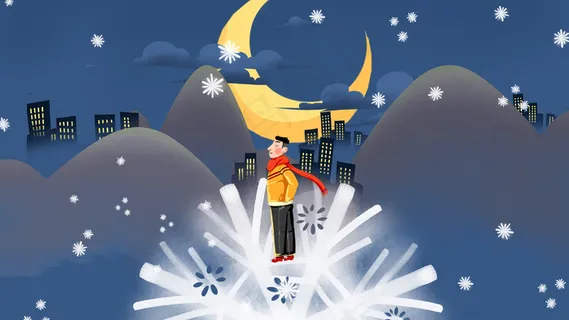 卡通手绘风立冬节气配图