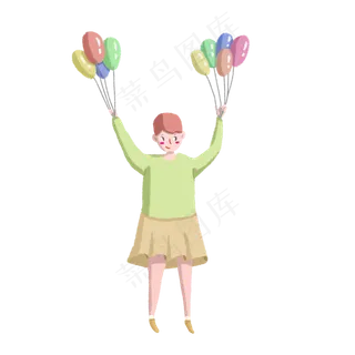 手拿气球的小女孩PNG