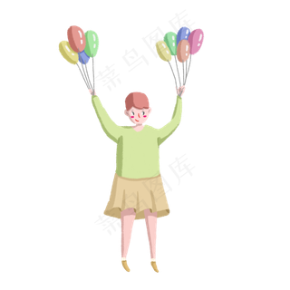手拿气球的小女孩PNG