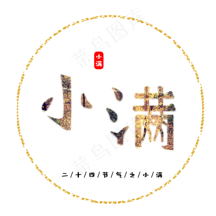 免抠金色树叶二十四节气之小满(2000X2000(DPI:300))psd模版下载