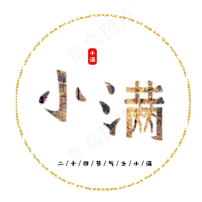 免抠金色树叶二十四节气之小满(2000X2000(DPI:300))psd模版下载