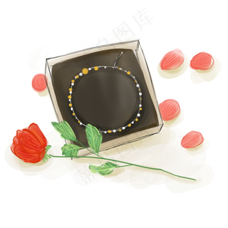 情人节礼物手链和玫瑰花