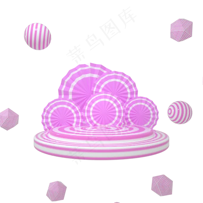 C4D立体粉色圆盘舞台唯美情人(2000*2000px 300 dpi )