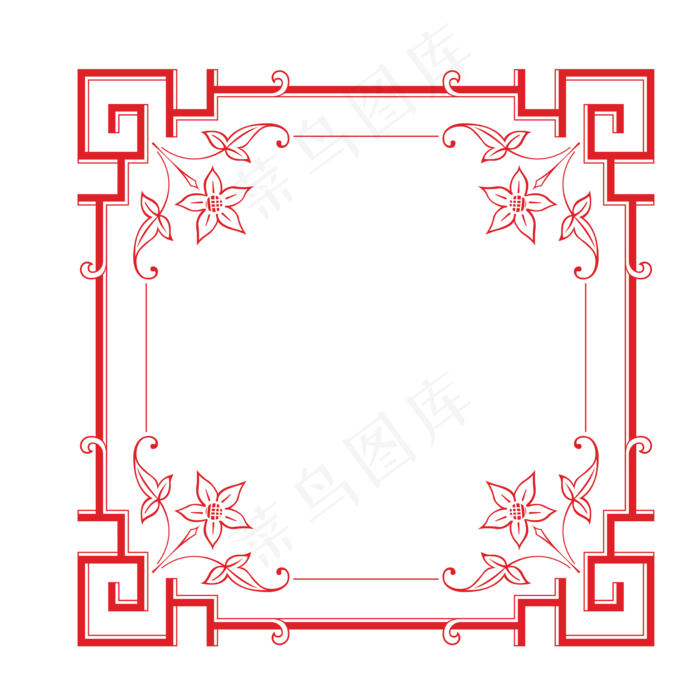 红色复古花纹边框(2000*2000px 300 dpi )ai矢量模版下载