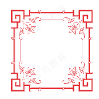 红色复古花纹边框