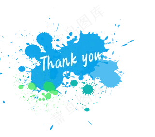 蓝色水彩晕染谢谢