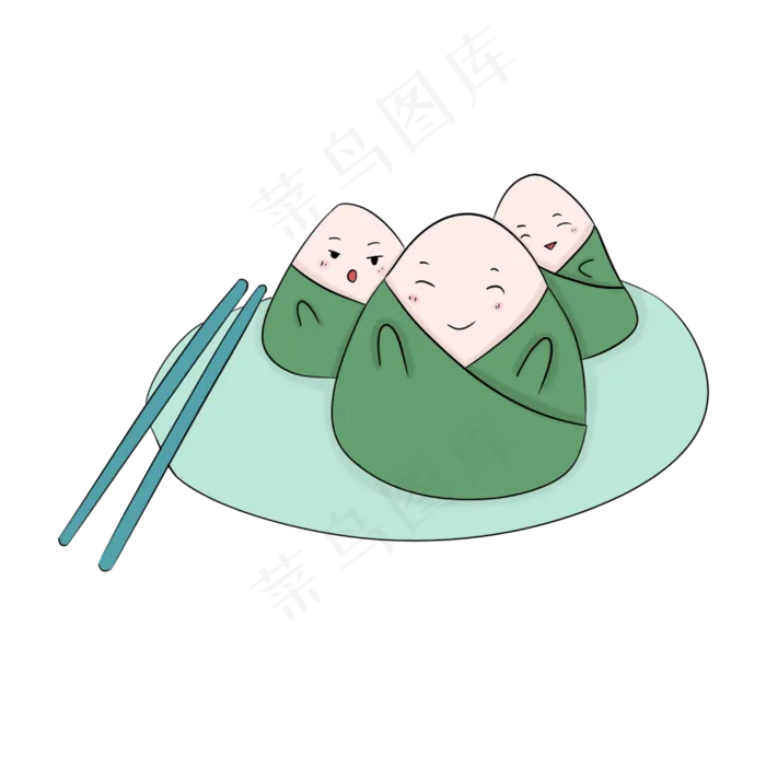 三只可爱的粽子端午节手绘(3000X3000(DPI:72))psd模版下载