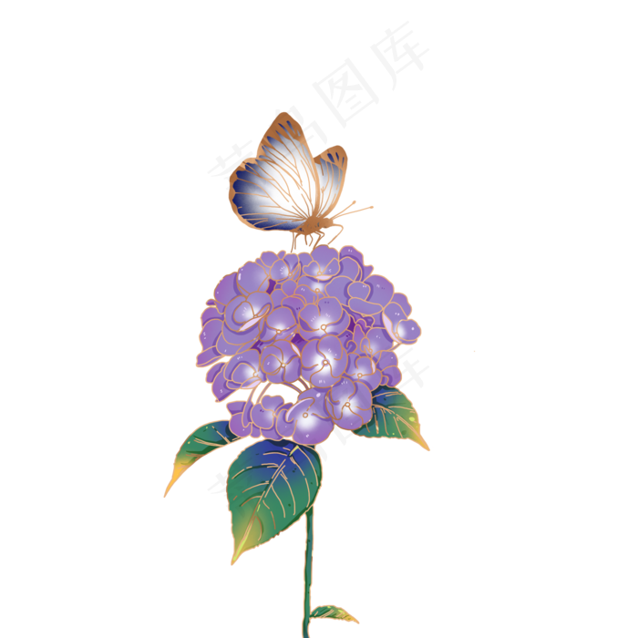 国潮唯美紫色绣球