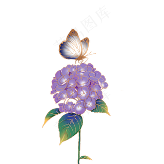 国潮唯美紫色绣球