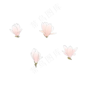 手绘小清新中国风工笔卡通花卉玉,免抠元素