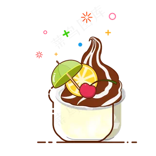 手绘矢量MBE风格冰淇淋,免抠元素