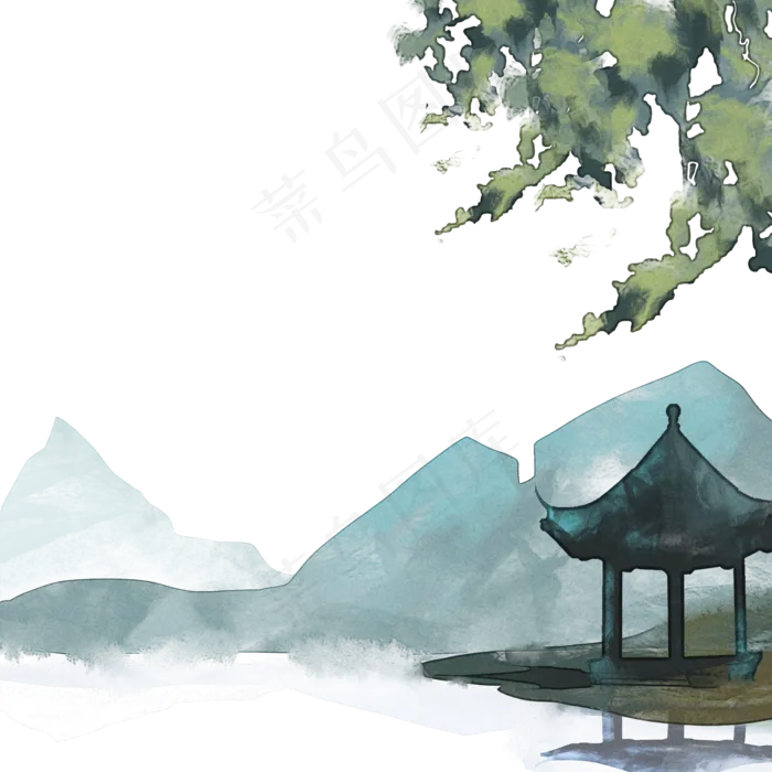 水墨古风园林(2000X2000(DPI:300))psd模版下载
