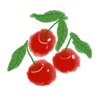 水彩风格手绘水果中国樱桃