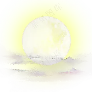 流云满月中秋节月亮,免抠元素