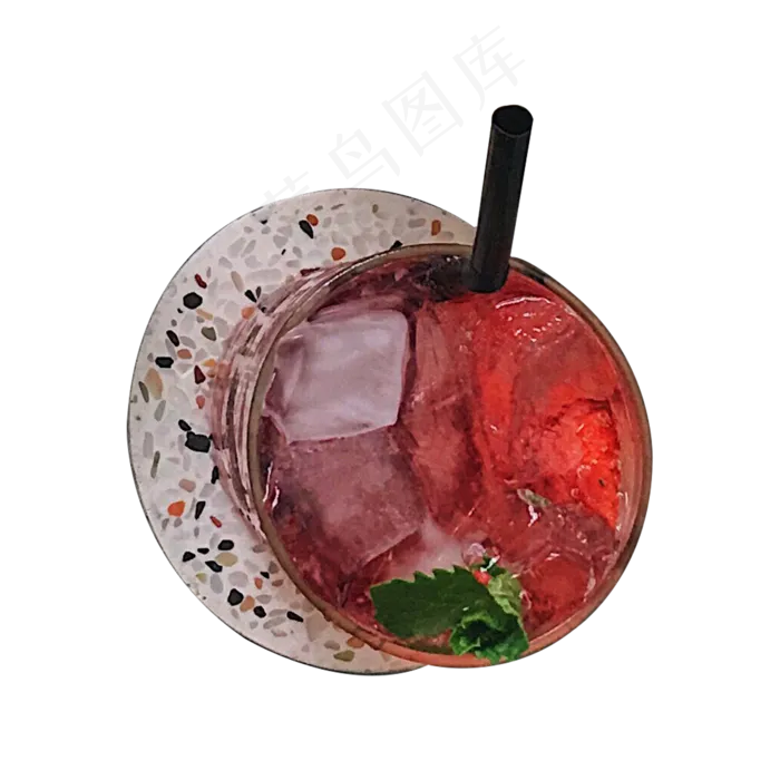 一杯冰镇的草莓饮料免抠图(2000X2000(DPI:300))psd模版下载