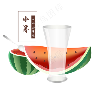 西瓜玻璃杯小暑节气