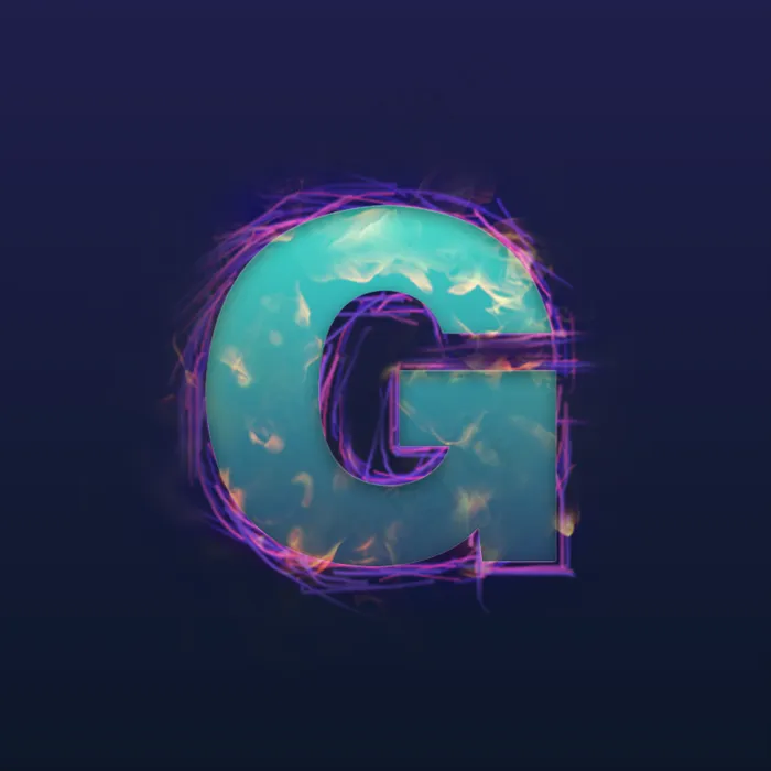 火焰蓝色炫光大写字母G(833X833(DPI:150))psd模版下载