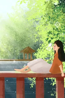 处暑节日夏天景色之女孩与蝴蝶风景 处暑节日夏天景色之女孩与蝴蝶风景