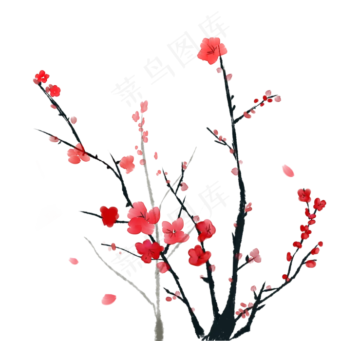 古风古典风格中国风水墨风梅花矢,免抠元素