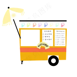 夏日冰激凌手绘矢量图