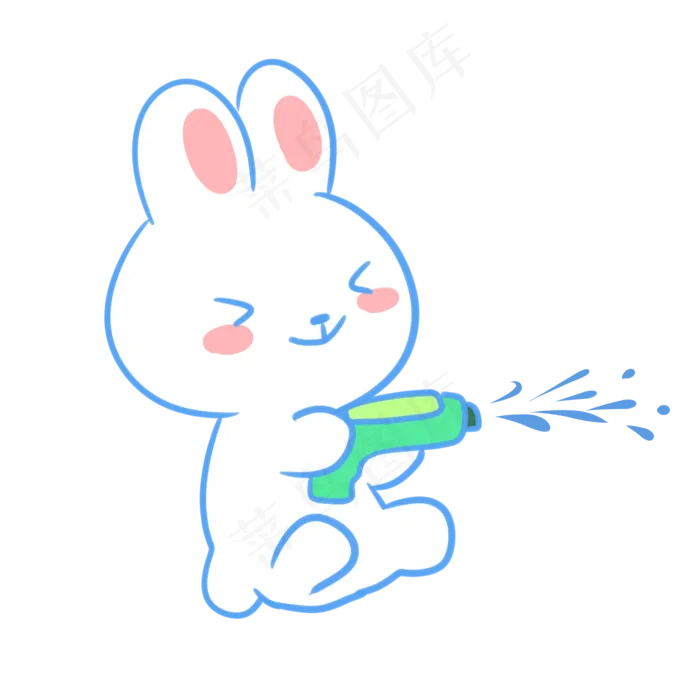 玩水枪的白兔(2100X2100(DPI:300))psd模版下载