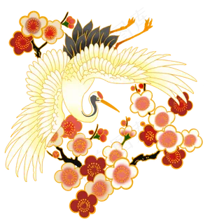 刺绣中国风仙鹤梅花,免抠元素 刺绣中国风仙鹤梅花,免抠元素